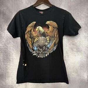 Vintage Harley Davidson Motorcycle Aruba T-shirt Double Sided Graphic Size Small